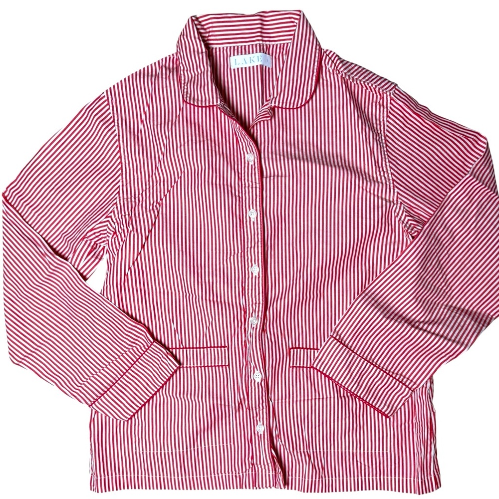 LAKE Pajamas Red & White Stripe 100% Cotton Set – Size Small (Top & Pants) - Picture 6 of 8